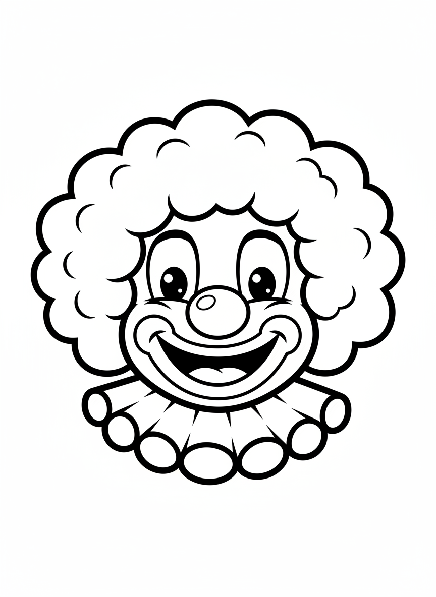 Happy Clown Head Coloring Page for Kids