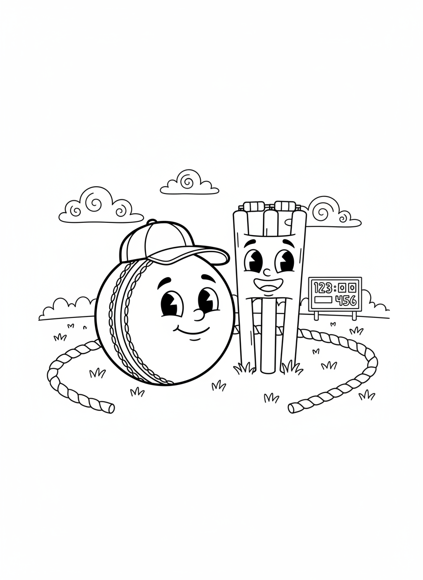 快樂板球著色頁