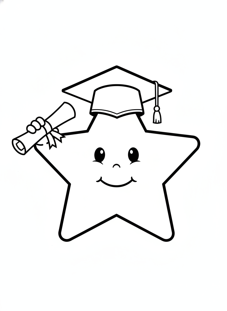 Happy Graduation Star Coloring Page for Kids