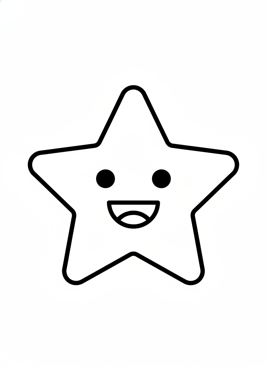 Happy Star Coloring Page for Kids
