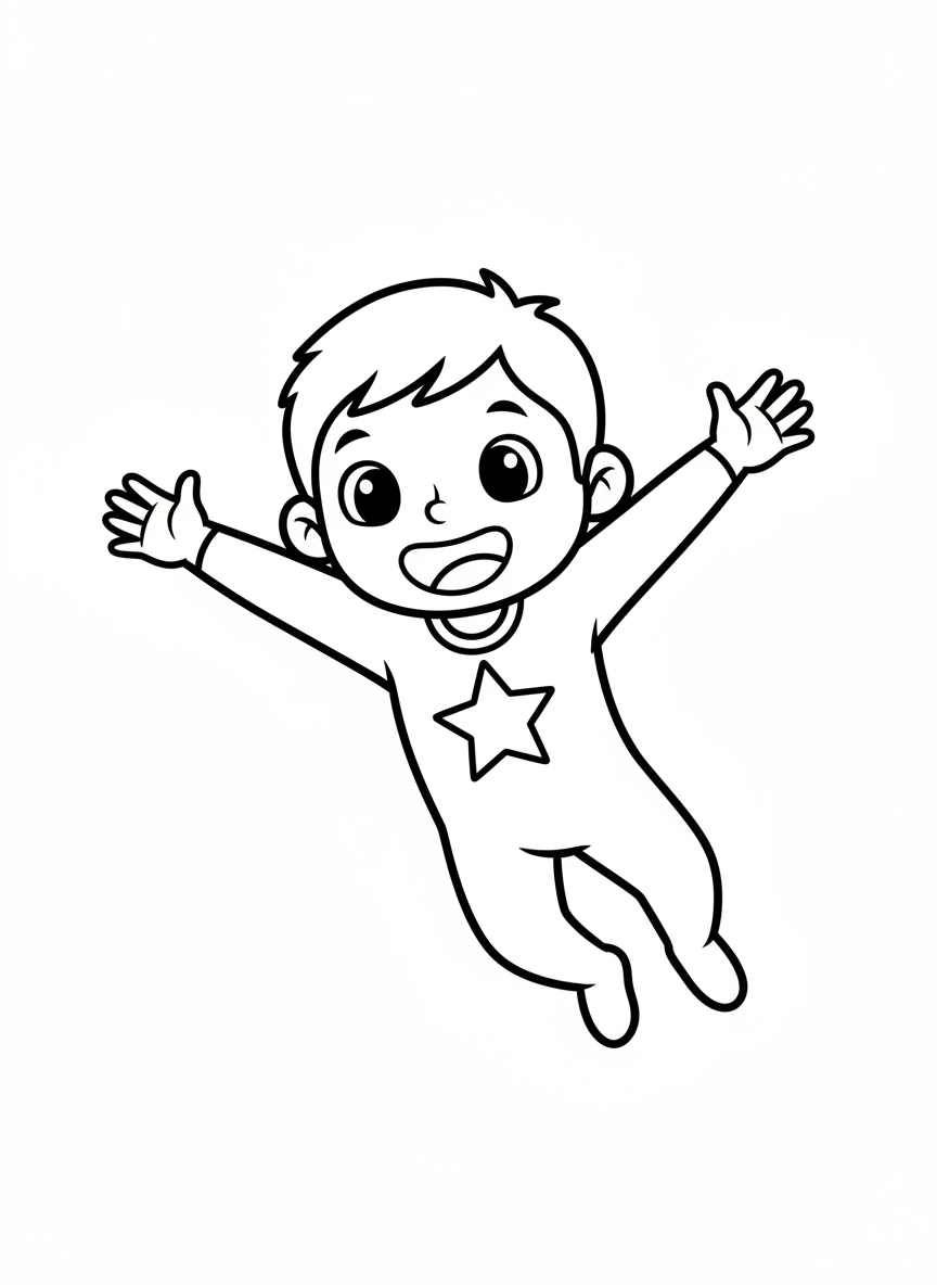 Happy Trapeze Artist Coloring Page for Kids