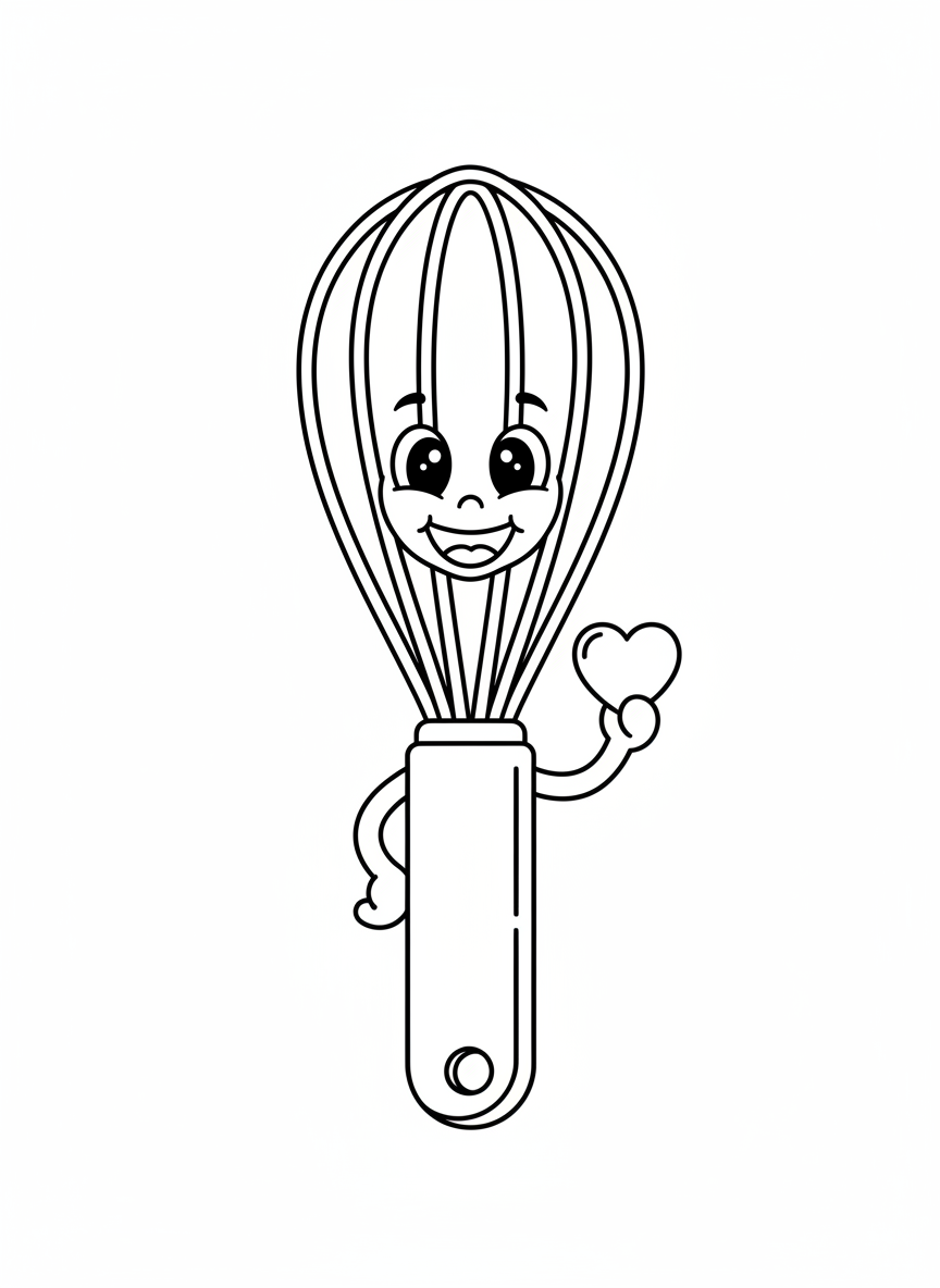 Happy Whisk Coloring Page for Kids