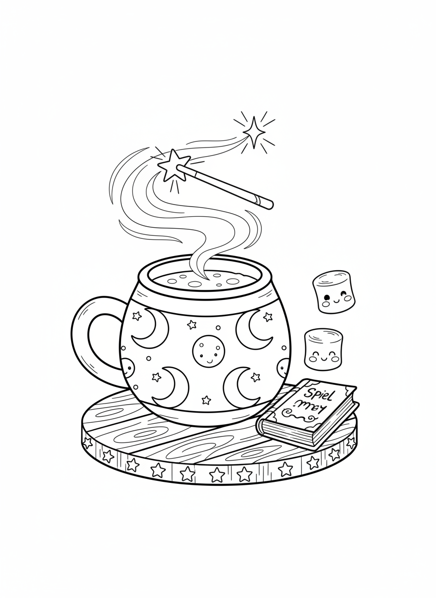 Magical Hot Cocoa Coloring Page for Kids