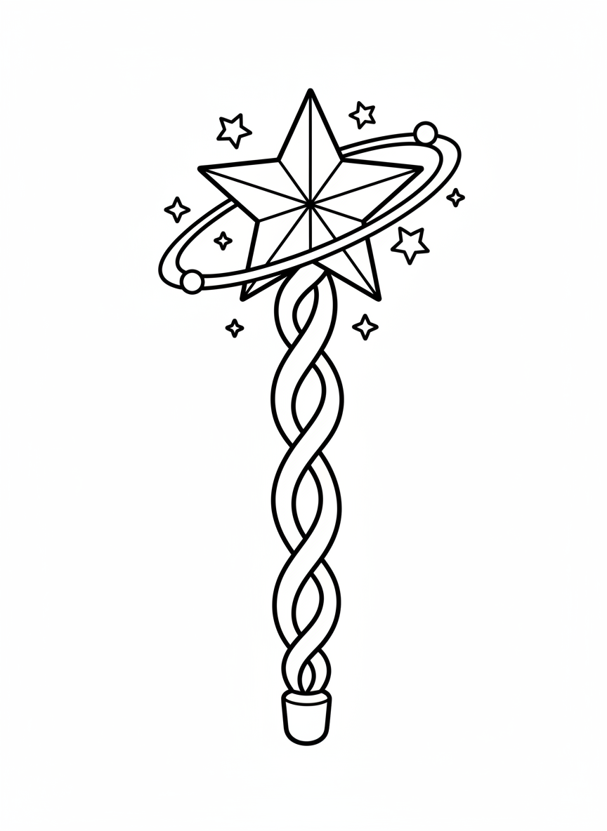 Magical Wand Coloring Page for Kids