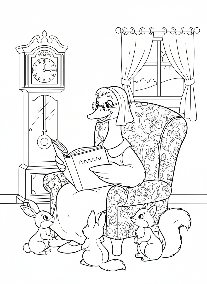 Mother Goose Story Time Coloring Page