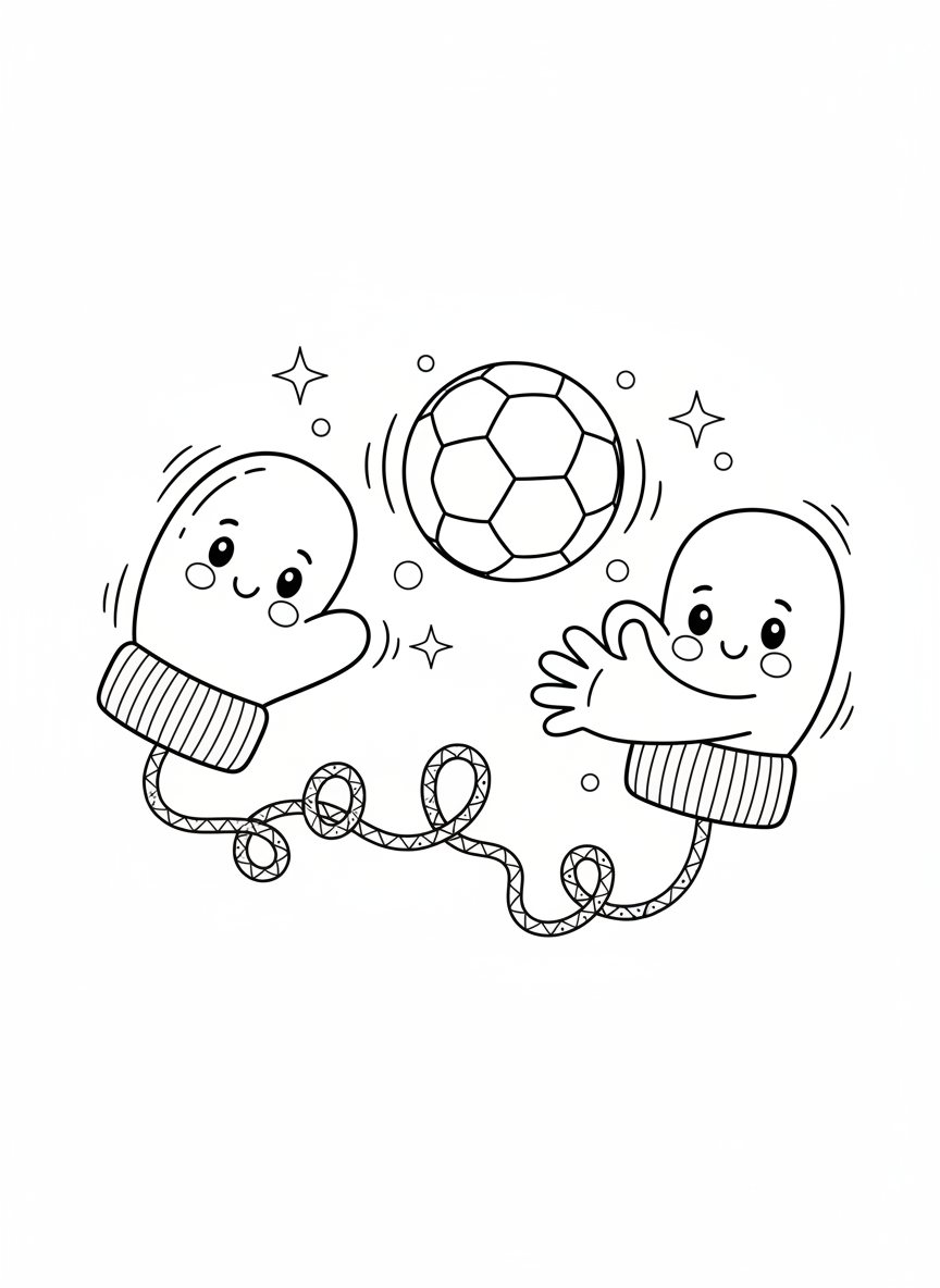 俏皮運動手套玩接球著色頁