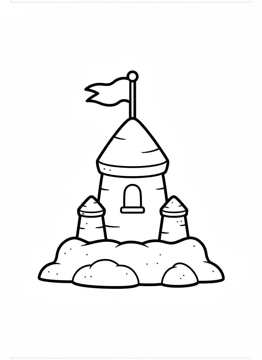 Simple Sandcastle Coloring Page for Kids