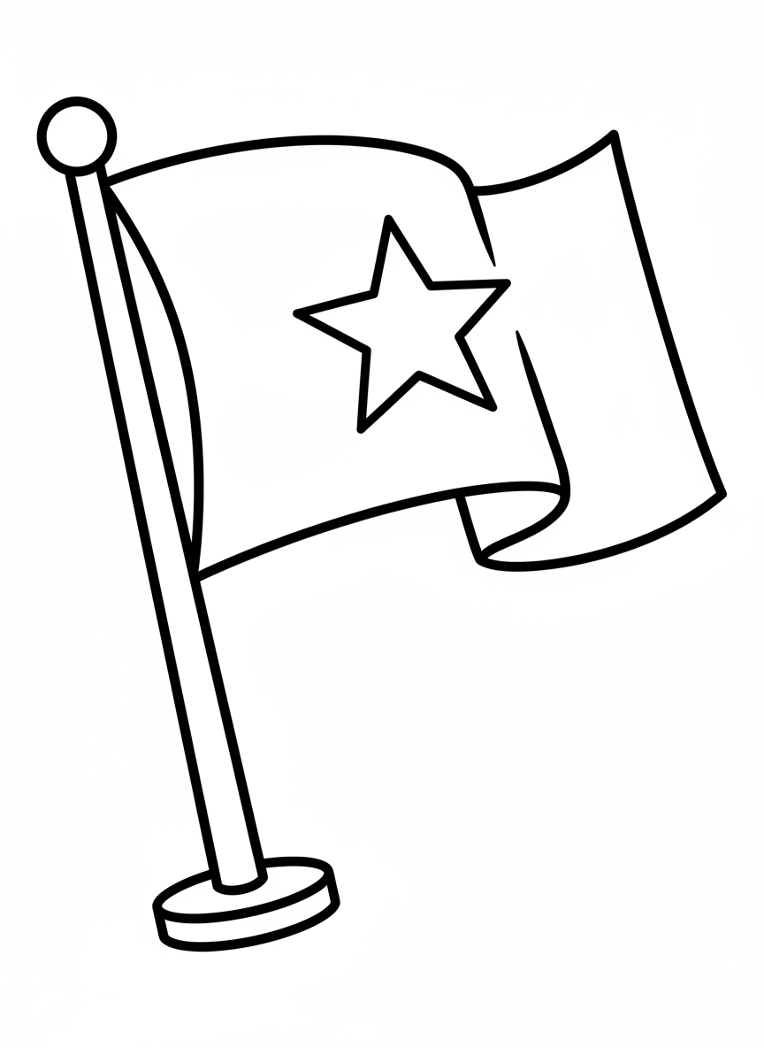Simple Star Flag Coloring Page for Kids