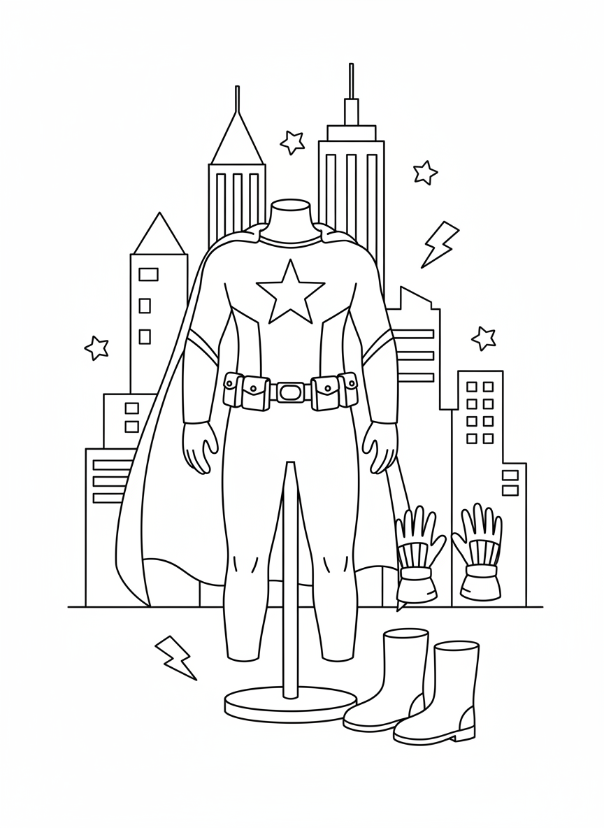 Superhero Costume Display Coloring Page