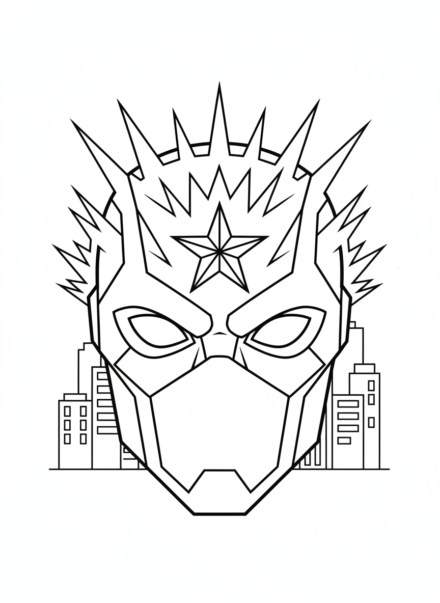 Superhero Mask with Star & Cityscape