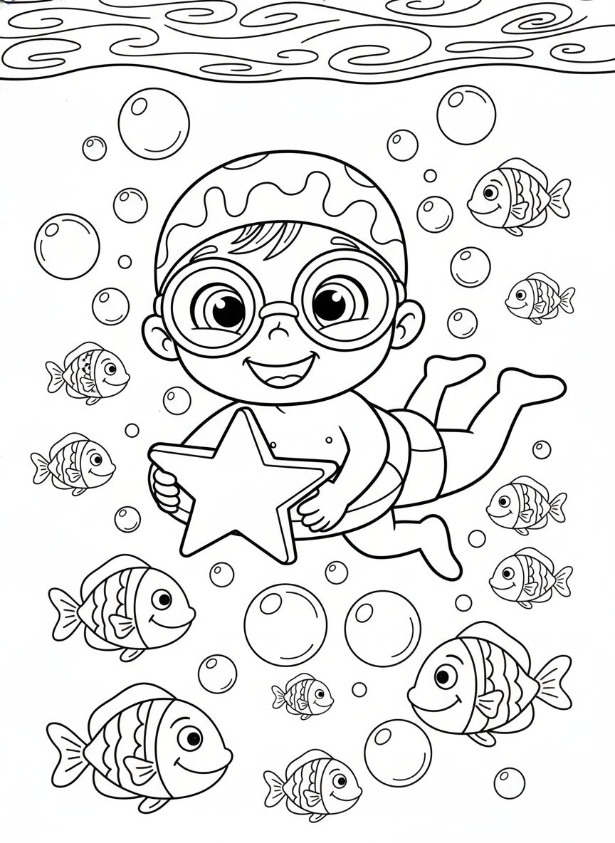 Underwater Fun Coloring Page for Kids