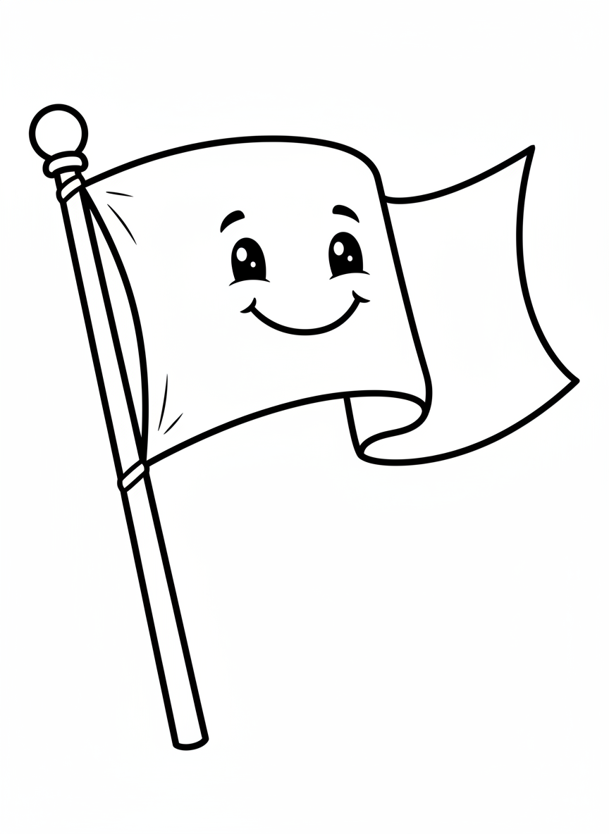 Waving Flag Fun: Easy Coloring Page for Kids