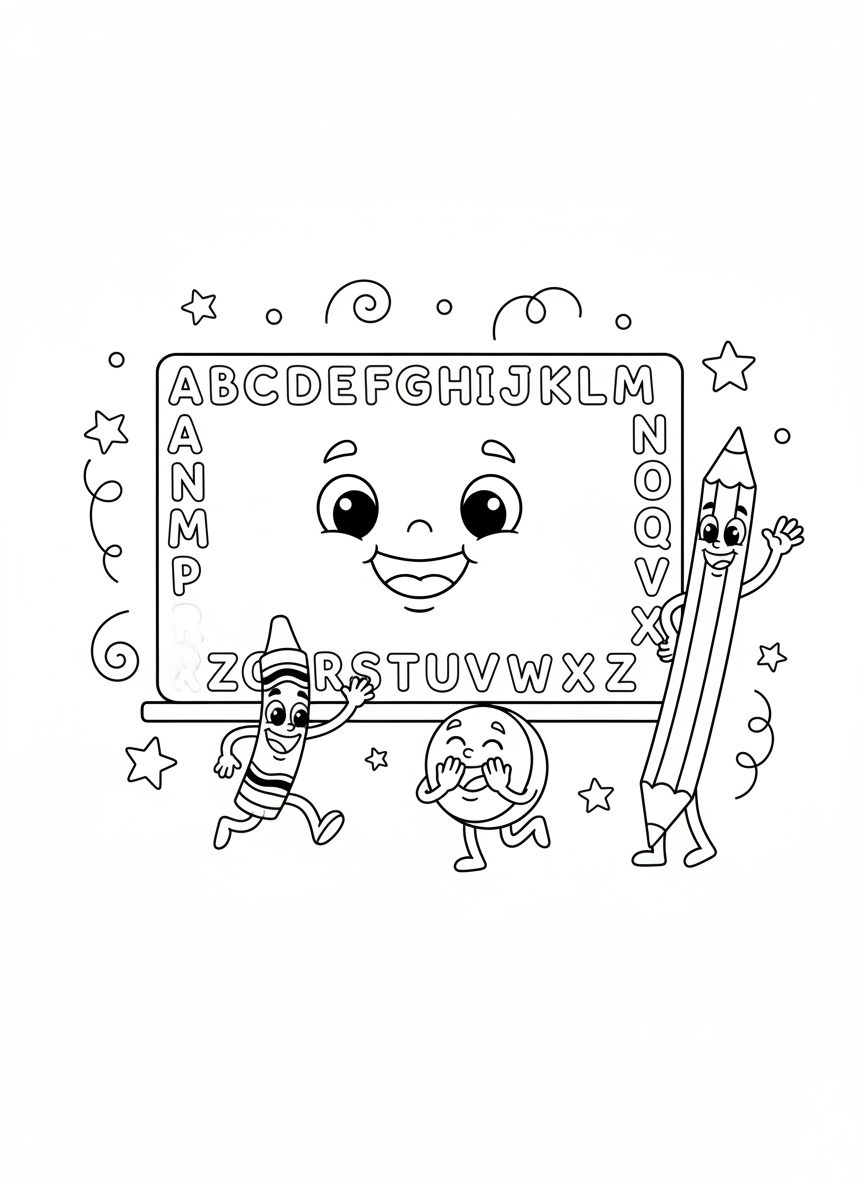 Whimsical Classroom Fun Coloring Page