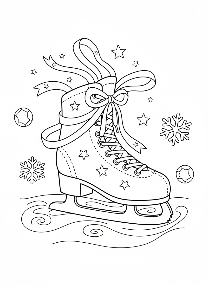 Whimsical Ice Skate Coloring Page for Kids
