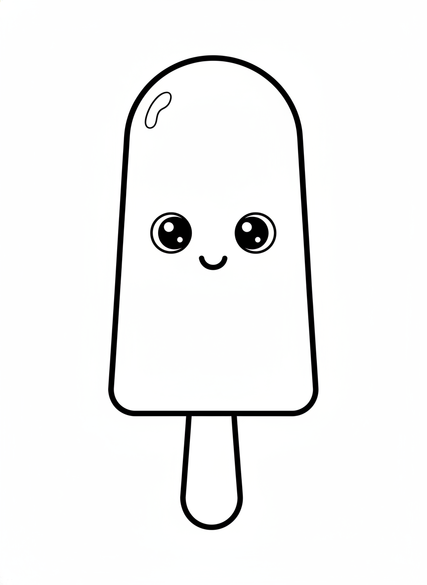 Adorable Milk Popsicle Coloring Page for Kids