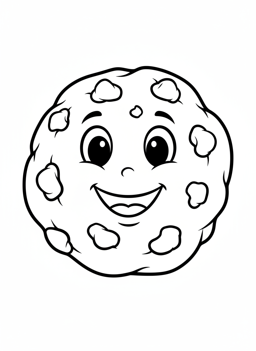 Cheerful Chocolate Chip Cookie Coloring Page