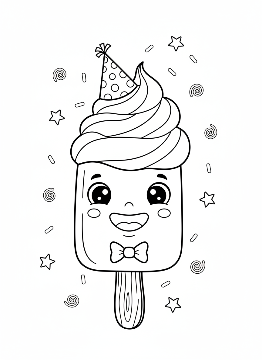 Cheerful Popsicle Party Coloring Page for Kids