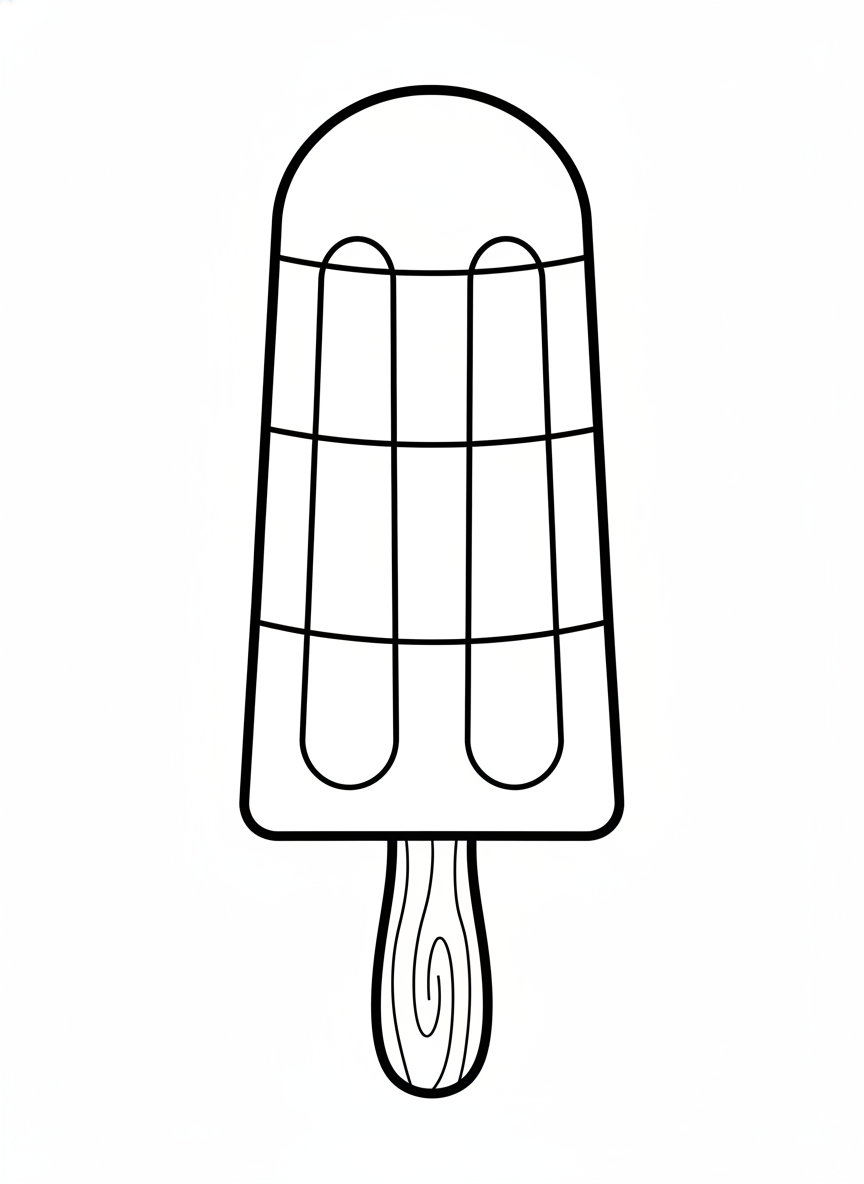 Cheerful Rainbow Popsicle Coloring Page for Kids