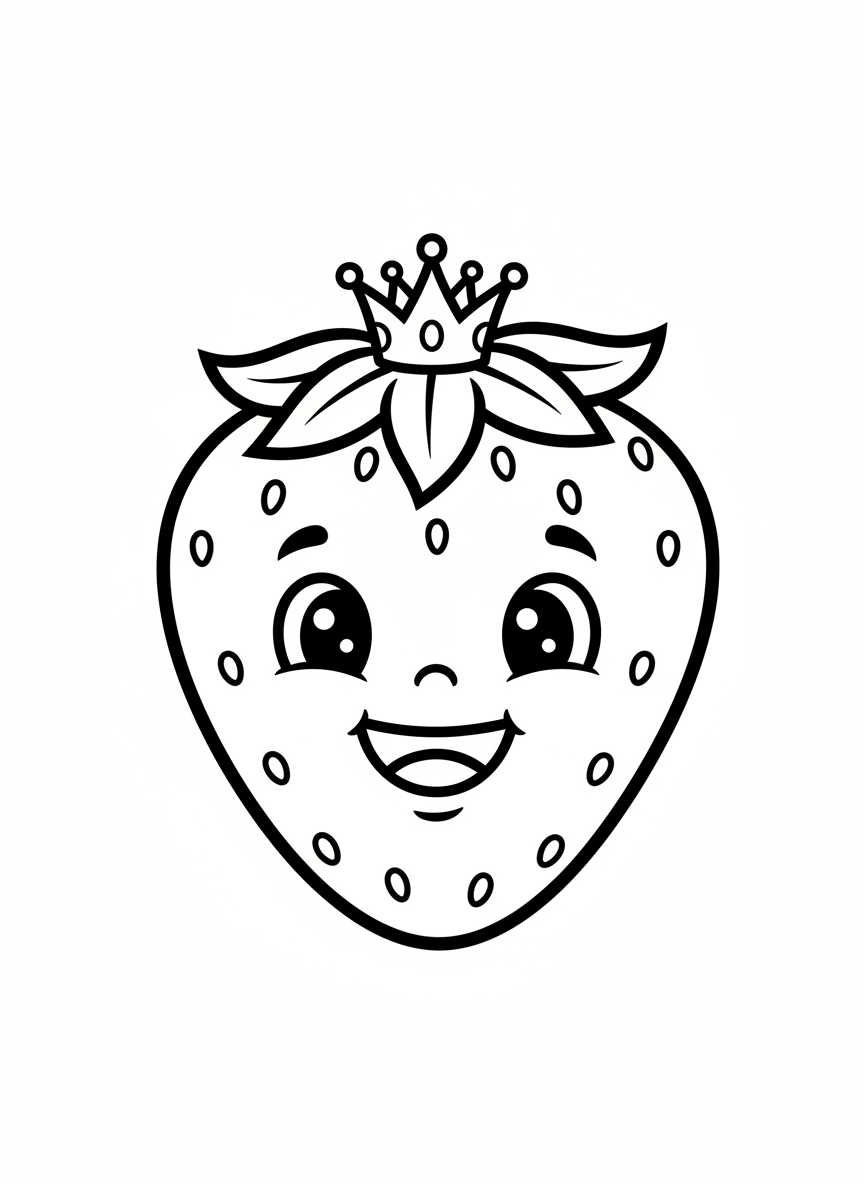Cheerful Strawberry King Coloring Page