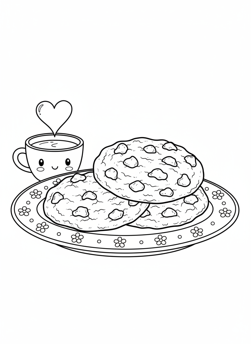 Cookies and Milk Coloring Page for Kids