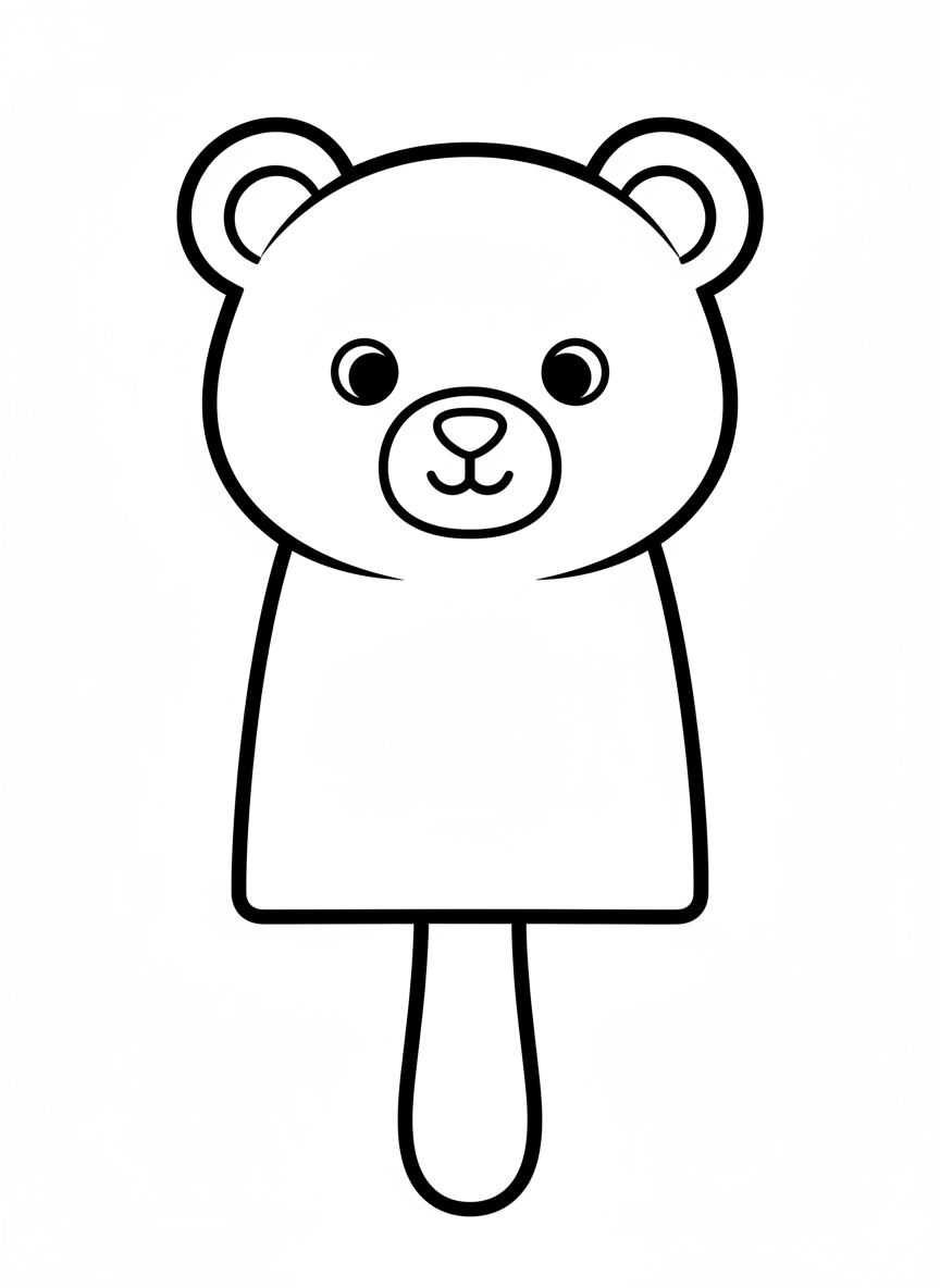 Cute Bear Cub Popsicle Coloring Page