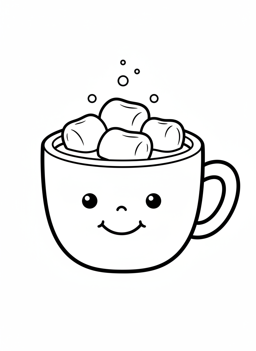 Cute Hot Chocolate Mug Coloring Page