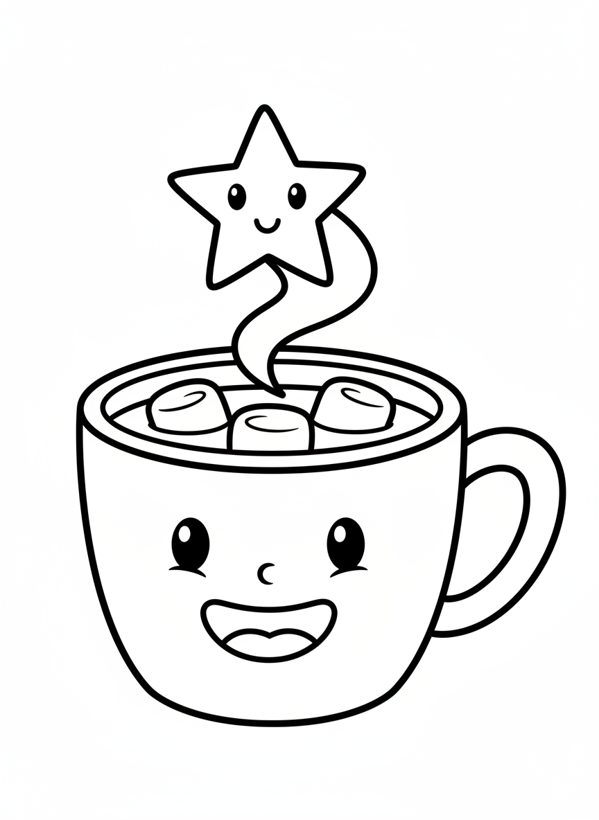 Cute Hot Cocoa Mug Coloring Page