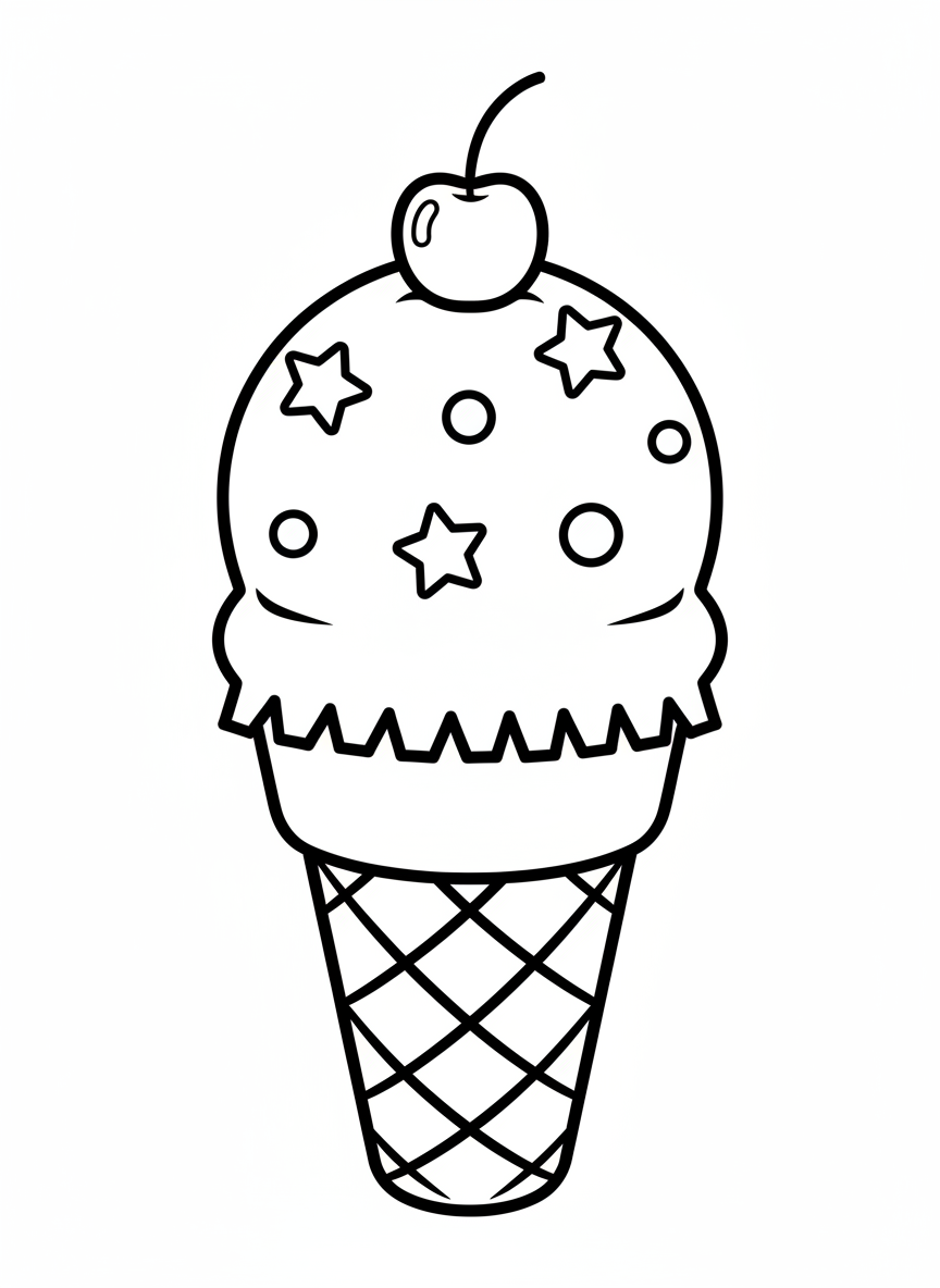 Cute Ice Cream Piñata Coloring Page for Kids