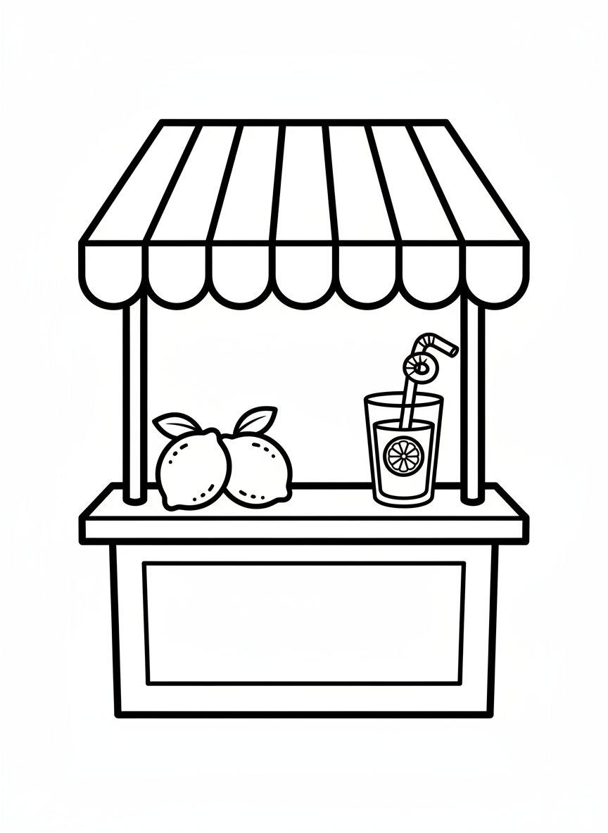 Cute Lemonade Stand Coloring Page for Kids