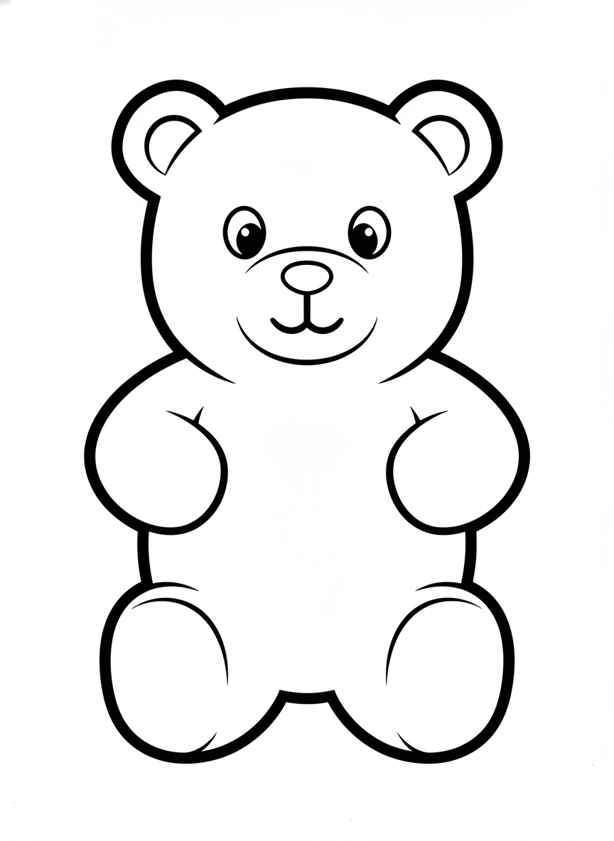 Cute Smiling Gummy Bear Coloring Page for Kids