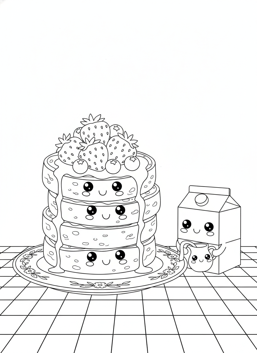 French Toast Breakfast Fun Coloring Page