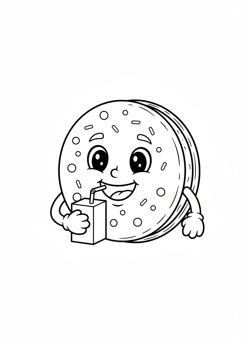 Friendly Sandwich Cookie Coloring Page for Kids