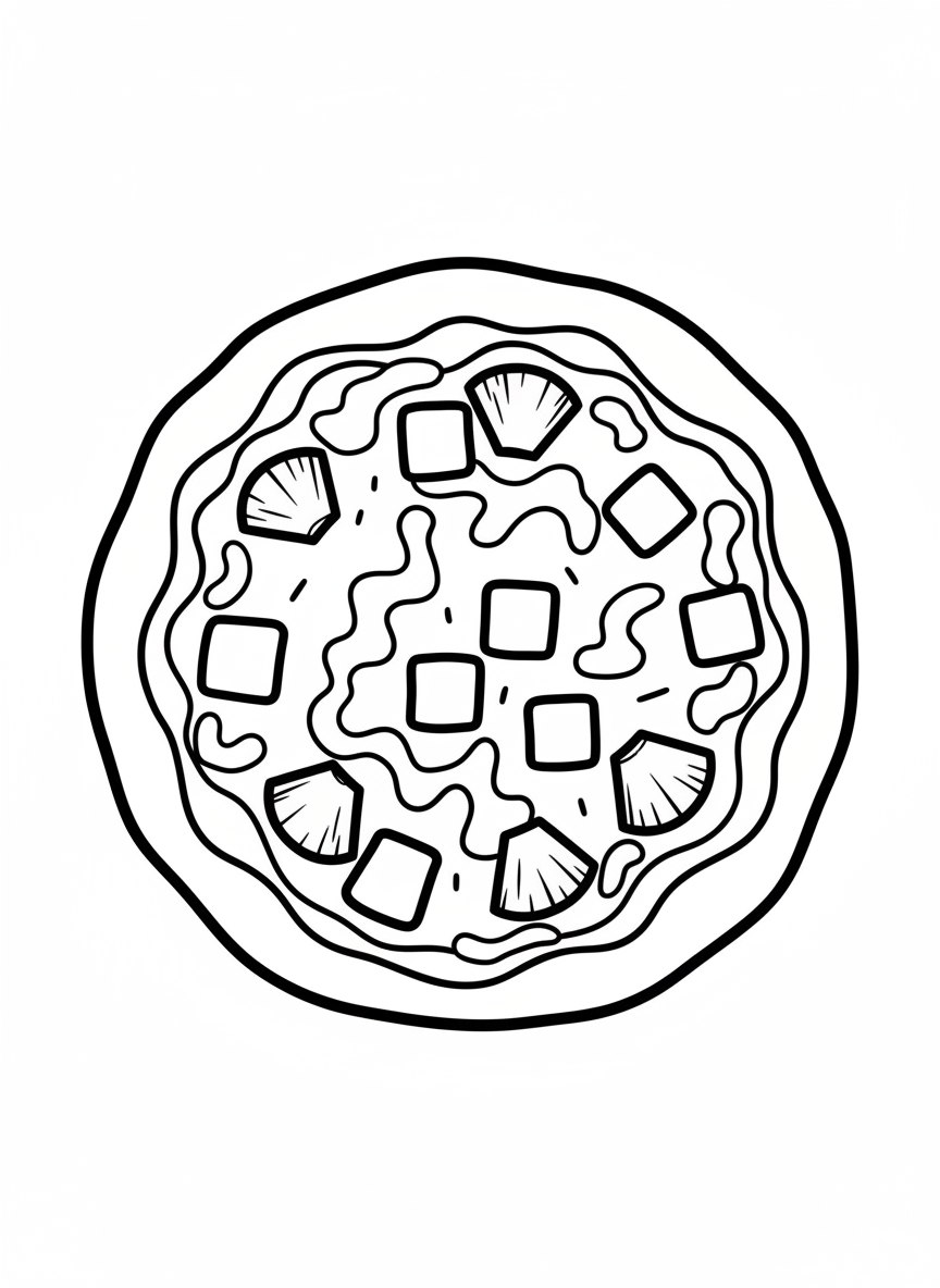 Fun Hawaiian Pizza Coloring Page for Kids