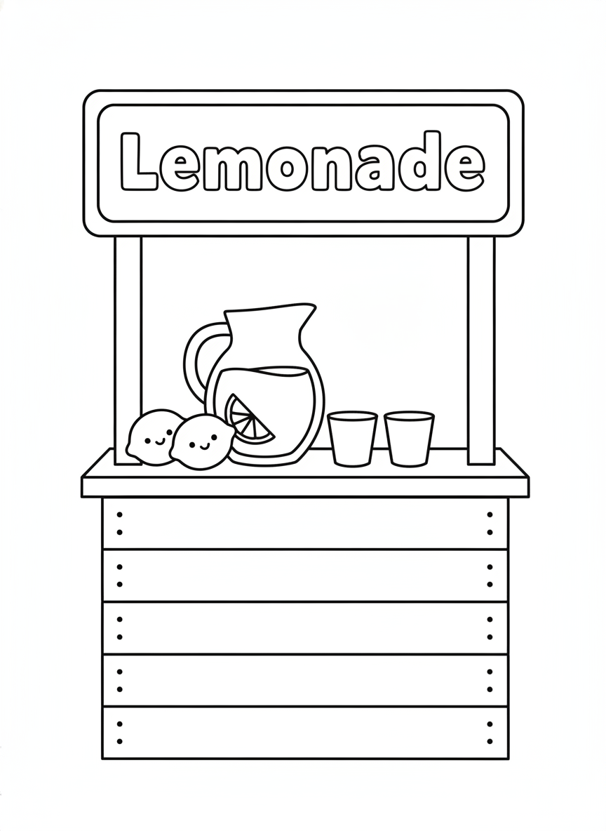Fun Lemonade Stand Coloring Page for Kids