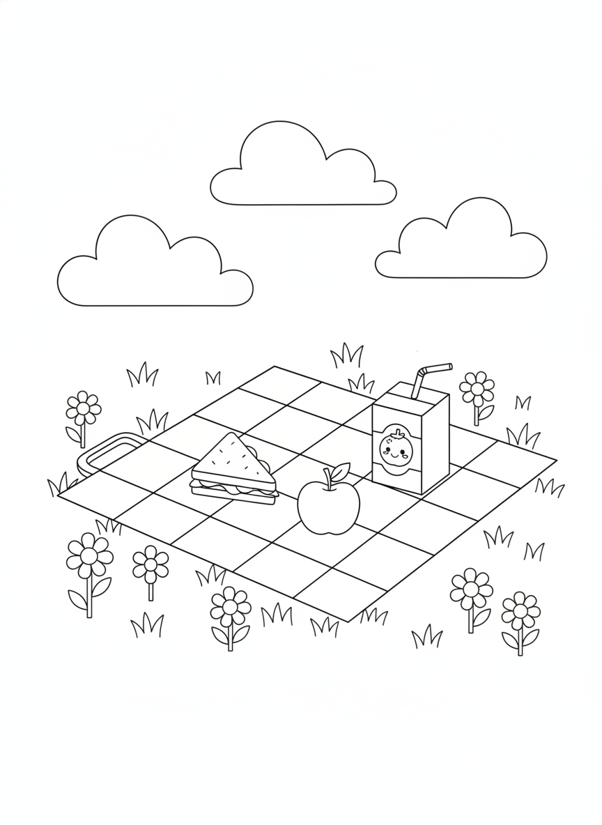 Fun Picnic Time: A Delightful Coloring Page for Kids