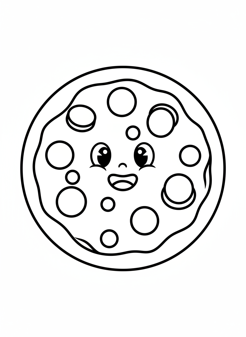 Fun Sausage Pizza Coloring Page for Kids