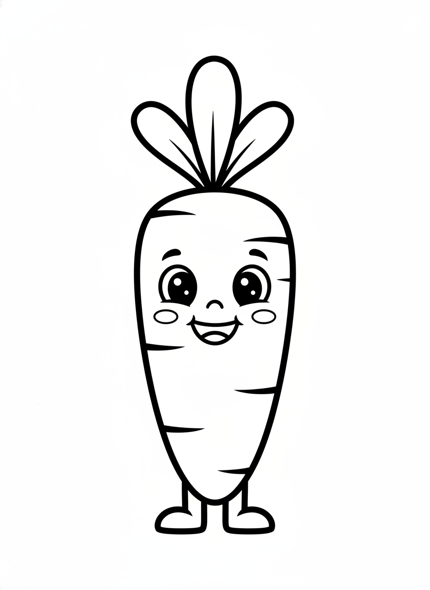 Happy Carrot Coloring Page for Kids