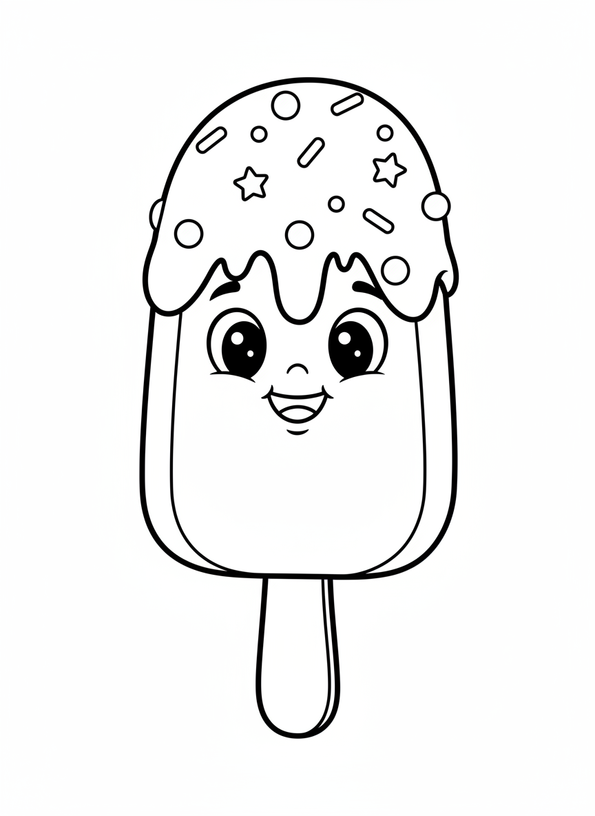 Happy Chocolate Popsicle Coloring Page