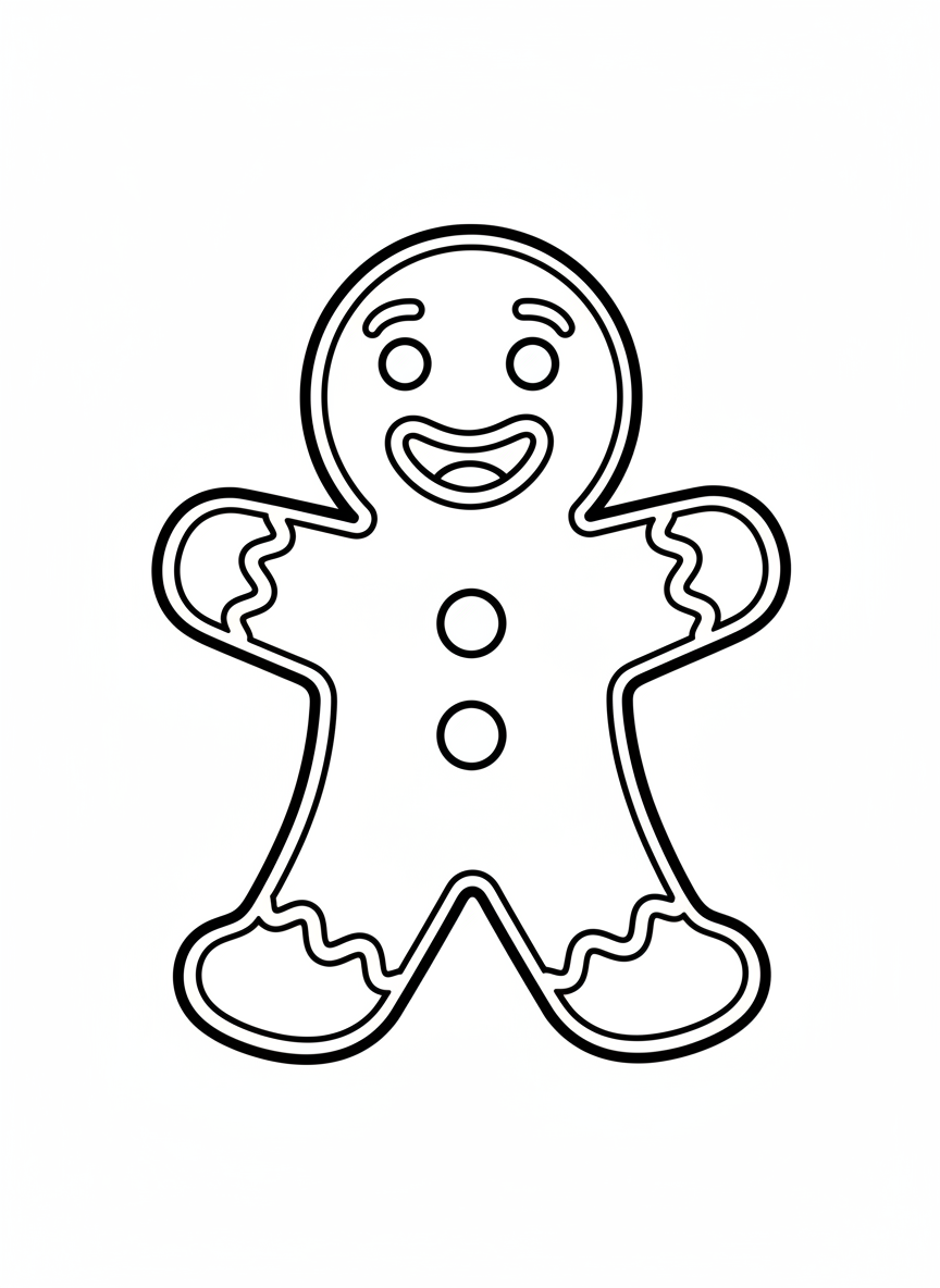 Happy Gingerbread Man Coloring Page for Kids