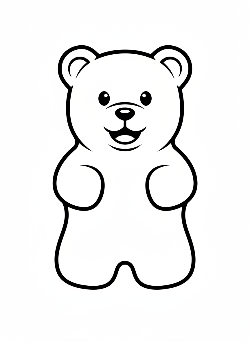 Happy Gummy Bear Coloring Page for Kids