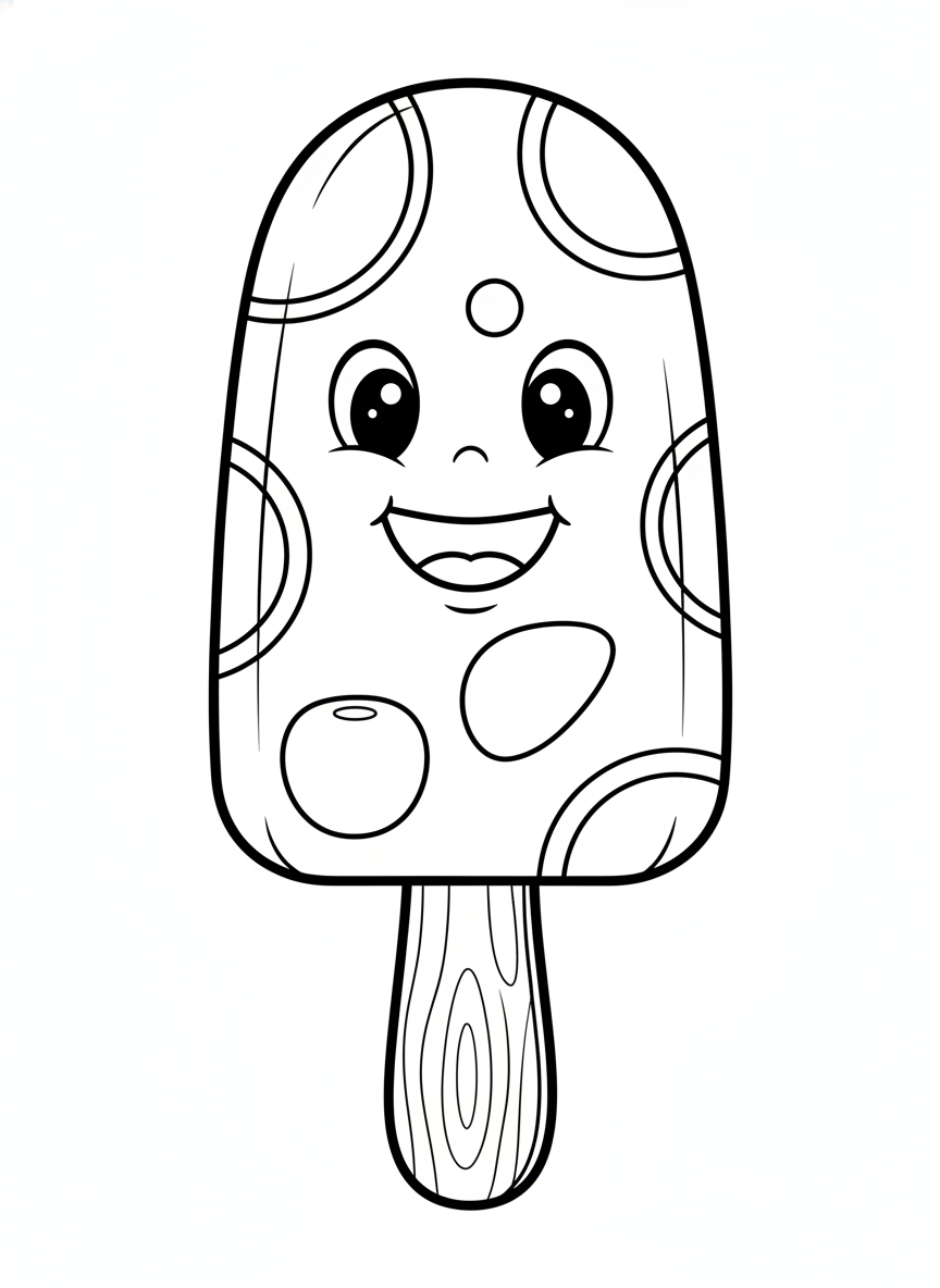 Happy Homemade Fruit Popsicle Coloring Page for Kids
