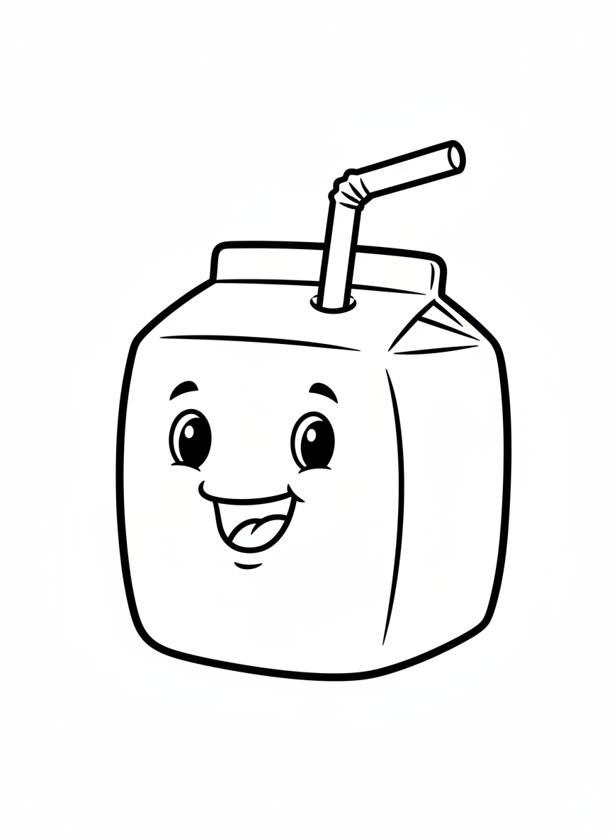 Happy Juice Box Coloring Page for Kids