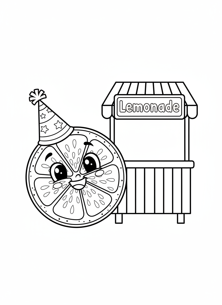 Happy Lemonade Stand Coloring Page