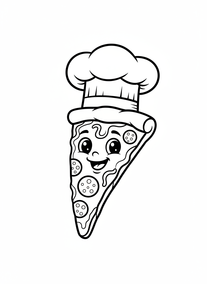 Happy Pizza Chef: Easy Coloring Page for Kids
