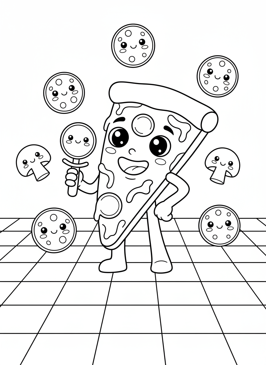 Happy Pizza Slice Coloring Page for Kids