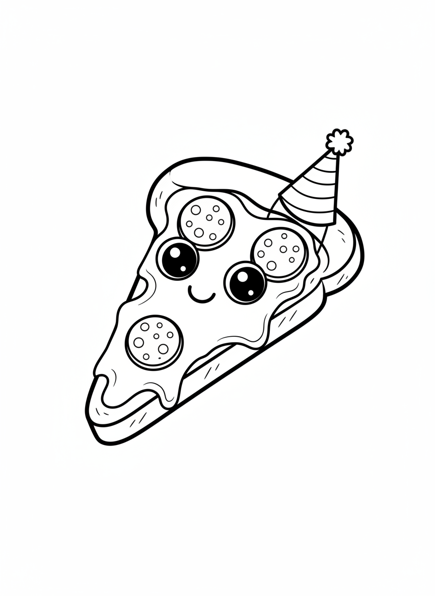 Happy Pizza Toast Coloring Page for Kids