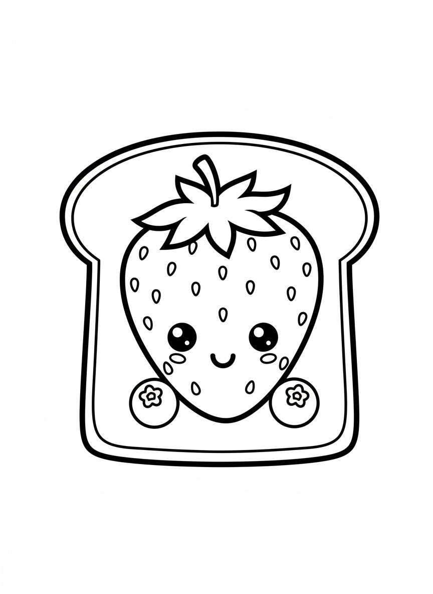 快樂吐司與草莓藍莓眼睛著色頁