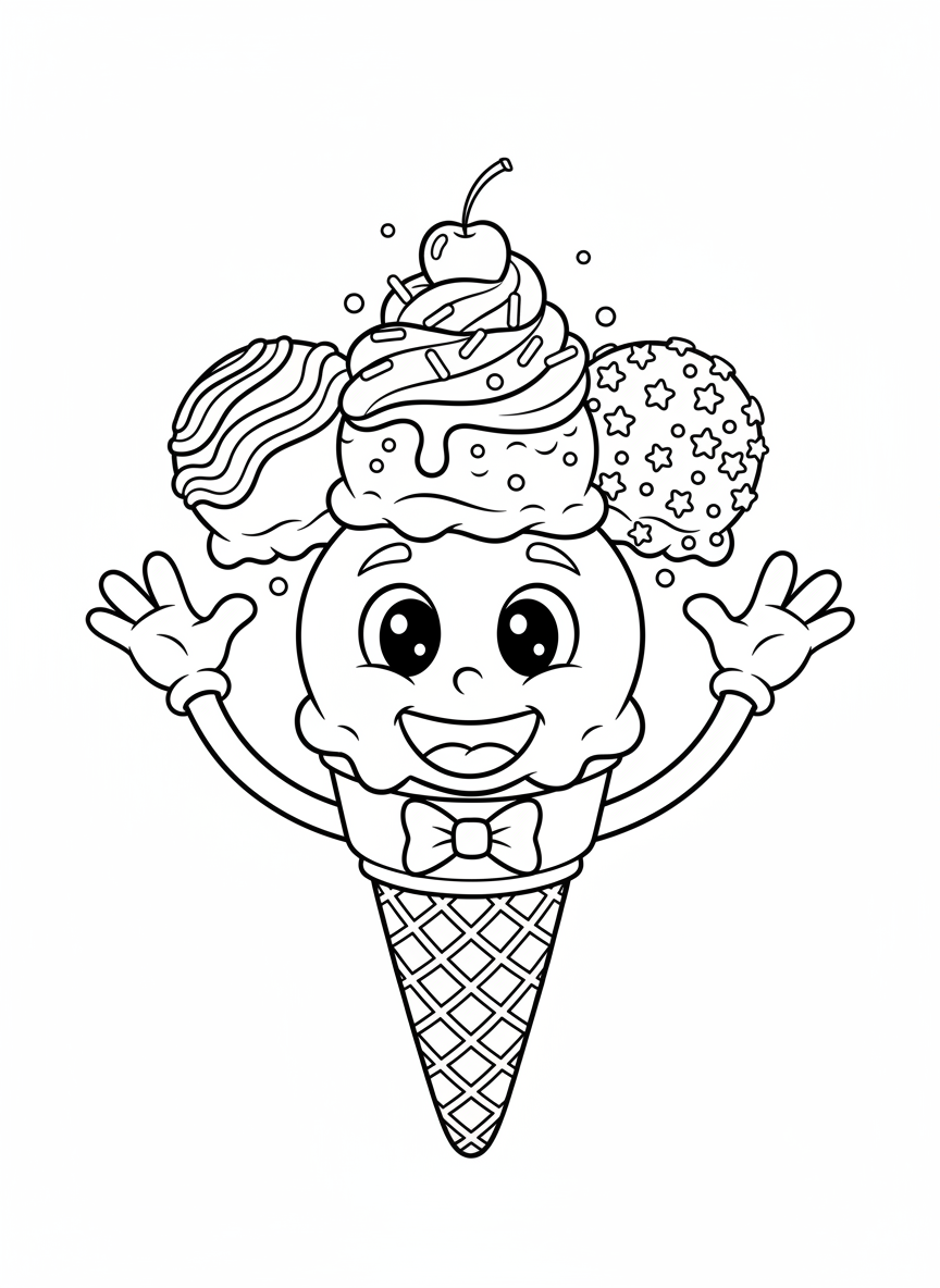 Juggling Ice Cream Cone Coloring Fun