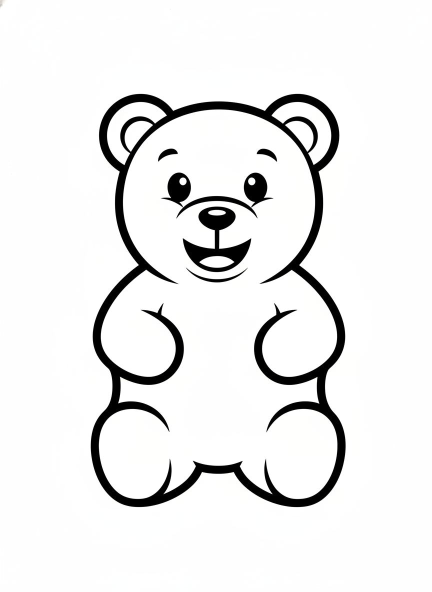 Smiling Gummy Bear Coloring Page for Kids