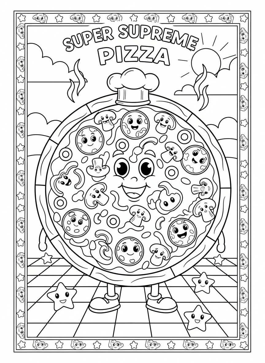 Super Supreme Pizza Chef Coloring Page